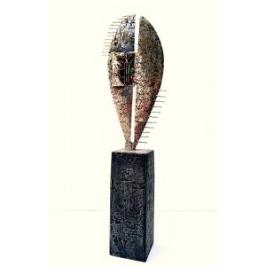 Shakil Ismail, 9.5 x 34.5 Inch, Metal Sculpture with Agate Stones, Sculpture, AC-SKL-145